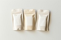Protein powder sachet cushion white bag.