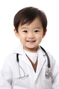 Japanese kid Vet portrait photo stethoscope.