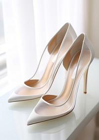Shoe footwear white heel.