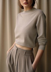 Knit cashmere woman leggings sleeve blouse adult.