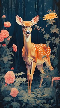 Vintage drawing of deer wildlife animal mammal.