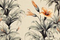 Pastel monotone seamless bird of paradise pattern flower backgrounds.