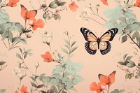 Seamless monotone butterfly wallpaper pattern backgrounds animal insect.