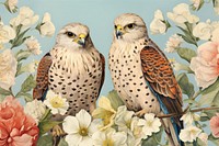 Seamless falcons wallpaper painting buzzard animal.