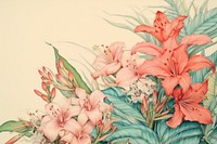 Vintage drawing cafe flower backgrounds painting.