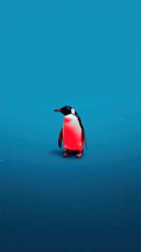 A penguin animal bird red.