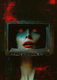 A woman on the television horror adult electronics.