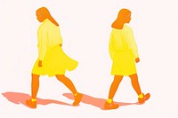 Girls group walking adult footwear standing.