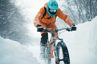 Snow biking sports bicycle vehicle.