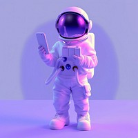 An astronaut purple space phone.