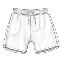 Textured workout shorts sketch white background underpants.