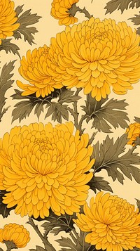 Traditional yellow japanese flowers pattern petal plant.