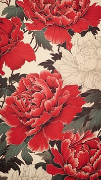 Traditional japanese peony flowers pattern petal plant.