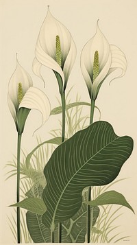 Traditional japanese peace lily flower plant freshness.