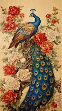Painting peacock animal plant.