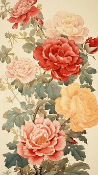 Traditional japanese roses painting pattern flower.