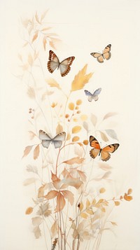 Butterflies and dry flowers butterfly painting animal.