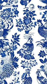 Tile pattern of chicken wallpaper porcelain art backgrounds.