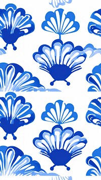Tile pattern of shell wallpaper backgrounds blue art.