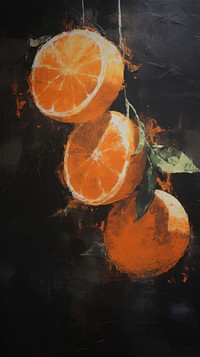 Acrylic paint of orange fruits grapefruit plant food.