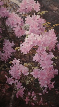 Acrylic paint of Azalea painting blossom flower.