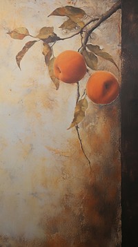 Acrylic paint of apricot painting plant art.