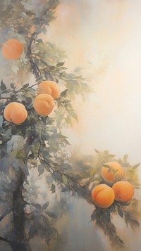 Acrylic paint of apricot painting plant fruit.