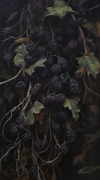 Acrylic paint of blackberries blackberry painting plant.