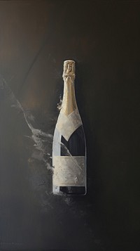 Acrylic paint of champagne bottle drink wine refreshment.