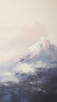 Acrylic paint of fuji mountain painting volcano nature.