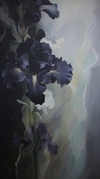 Acrylic paint of iris painting flower plant.