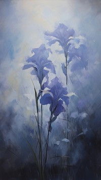 Acrylic paint of iris outdoors painting nature.