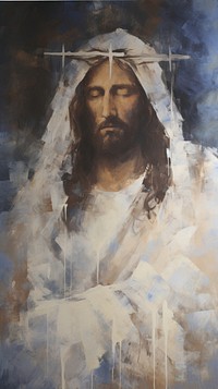 Acrylic paint of Jesus portrait painting art.