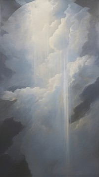 Acrylic paint of Jesus in the heavens painting cloud sky.