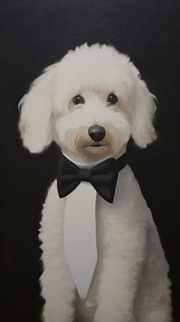 Acrylic paint of poodle portrait animal mammal.