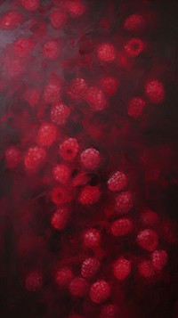 Acrylic paint of raspberries raspberry fruit plant.