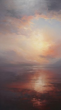 Acrylic paint of sunset outdoors painting horizon.