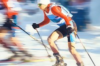 Motion blur Ice skiing sports recreation footwear.