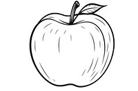 Apple outline sketch drawing plant food.
