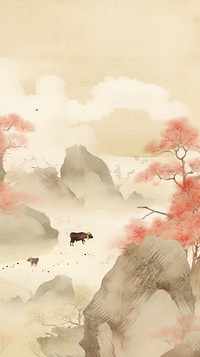 Ox scenery wallpaper painting outdoors nature.