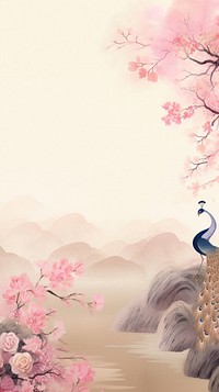 Peacock scenery wallpaper outdoors plant painting.