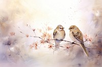 Birds watercolor background painting animal flower.
