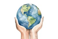 Hand holding earth planet space globe.