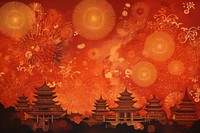 Toile art style with firework fireworks red architecture.