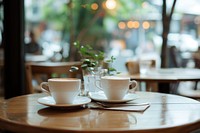 Business meeting in a cafe restaurant furniture saucer.