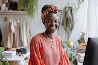 African woman working standing smiling fashion.