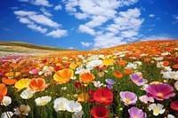 Flower field landscape nature backgrounds.