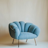 Baby blue rib fabric texture armchair and metal leg furniture comfortable relaxation.