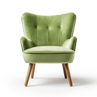 Green fabric chair furniture armchair white background.
