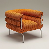 Orange rib fabric texture armchair and metal leg furniture armrest absence.